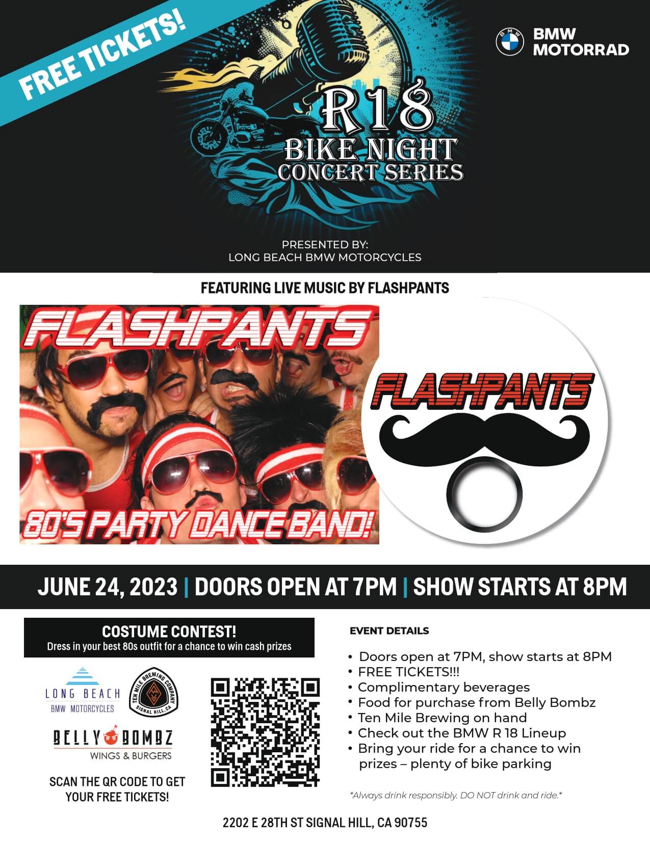 Free Tickets! BMW Motorrad R18 Bike Night Concert Series presented by Long Beach BMW Motorcycles Featuring Live Music by Flashpants