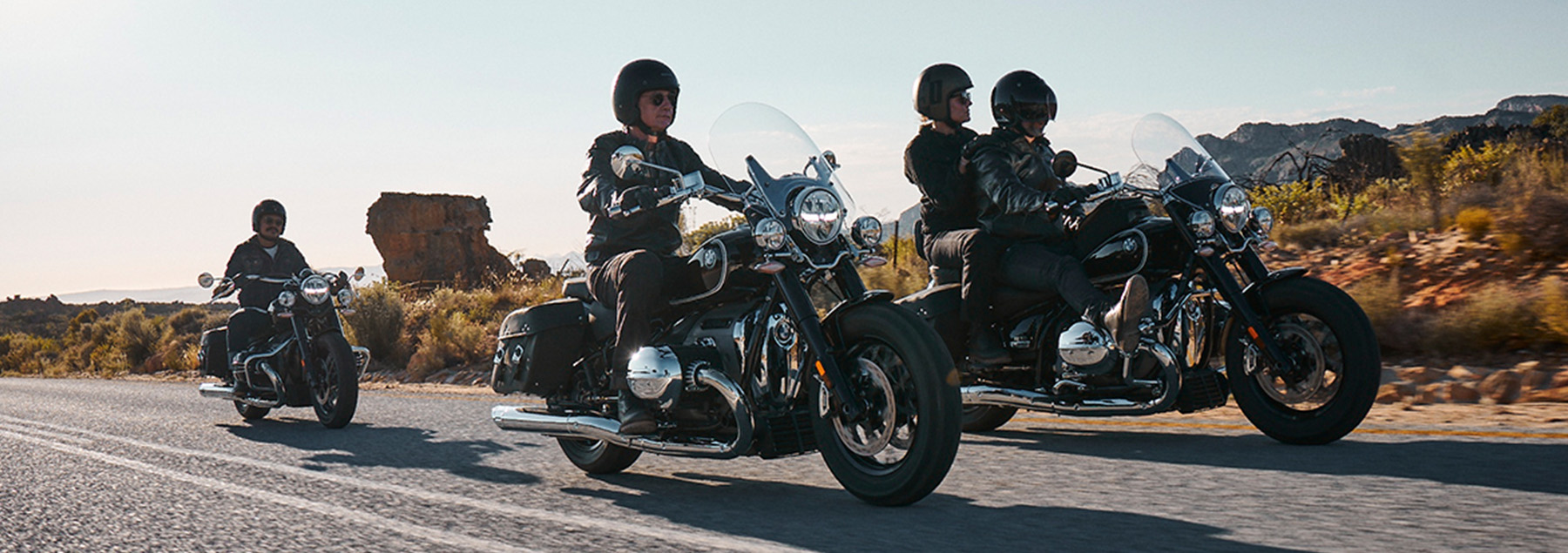 BMW Motorcycles on a road in Southern California.